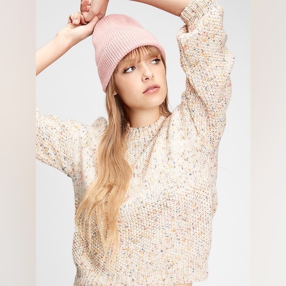 GAP Women's Cream Speckled Crew Neck Sweater - Picture 2 of 14